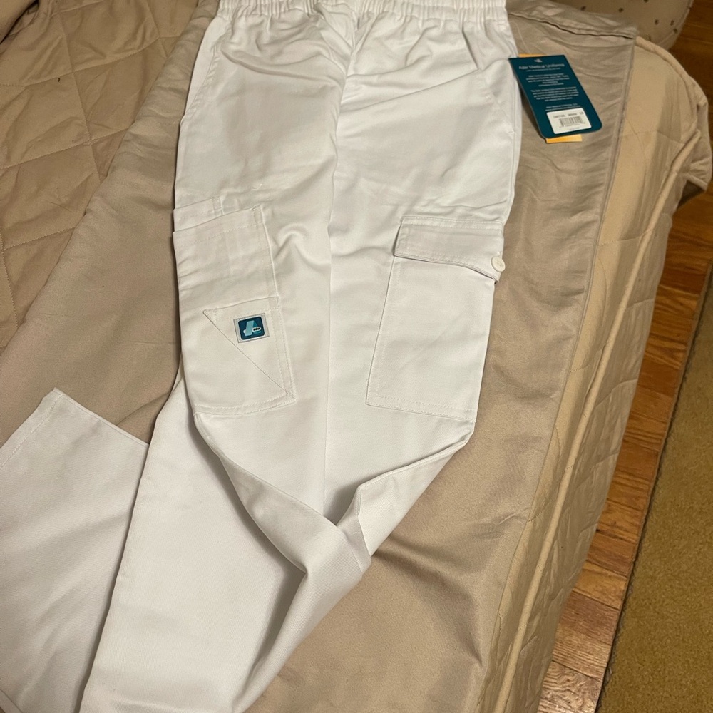 Men's White Cargo Pants with Elastic Waist